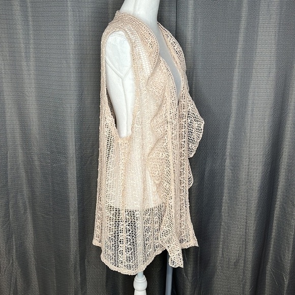 KEREN HART XXL CREAM MESH KNIT COVERUP OPEN FRONT VEST - Picture 2 of 8